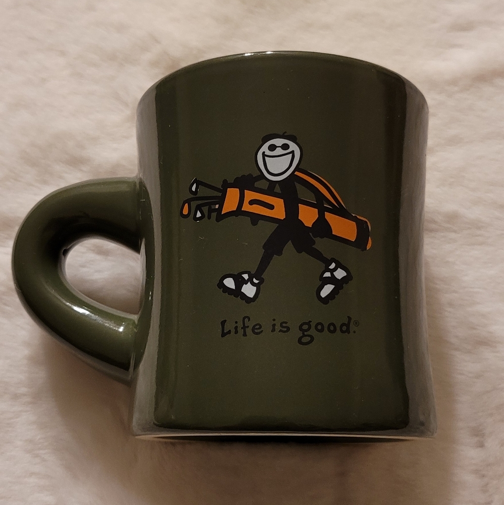 Life is Good Green Golfer Clubs Heavy Duty Coffee Mug